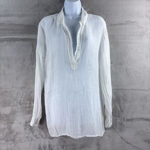 CP Shades Blouse Womens‎ Size Small White 100% Linen Long Sleeve Boho Top
